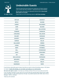 A list of names of Irish origin in a table, with an image of a wizard above. The words 'You shall not pass' are written underneath the wizard.